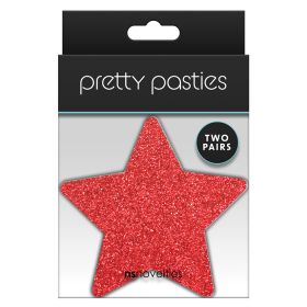 Pretty Pasties Glitter StarsRed/Silver 2pk