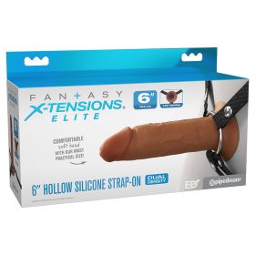 Fantasy X-Tensions Elite Silicone Hollow Strap On-Brown 6"