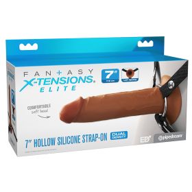 Fantasy X-Tensions Elite Silicone Hollow Strap On-Brown 7"