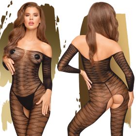 Penthouse Dreamy Diva Sheer Body Stocking With Open Crotch-Black X-Large-Boxed