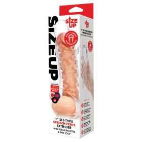 Size Up See Thru Studded Penis Extender with Ball Loop 1.5"